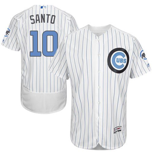 Cubs #10 Ron Santo White(Blue Strip) Flexbase Authentic Collection Father's Day Stitched MLB Jersey